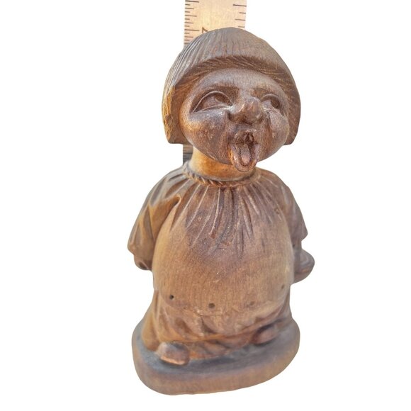 Hand-Carved Solid Wood Figurine Of A Choir Boy Singing Holding Basket - Picture 8 of 10